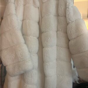Luxurious White Faux Fur Coat